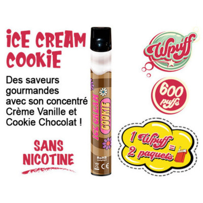 Cookie Ice Cream 0% Nicotine - E-Cigarette Jetable Liduideo Wpuff