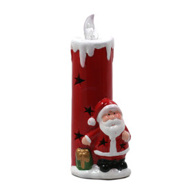 Lanterne Bougie LED de Noël en céramique 22 cm - Père Noël