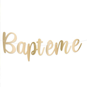 Guirlande "Baptême" en carton doré - 2 mètres