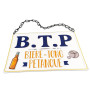 Plaque déco métal "B.T.P. - bière tong et pétanque"