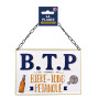 Plaque déco métal "B.T.P. - bière tong et pétanque"