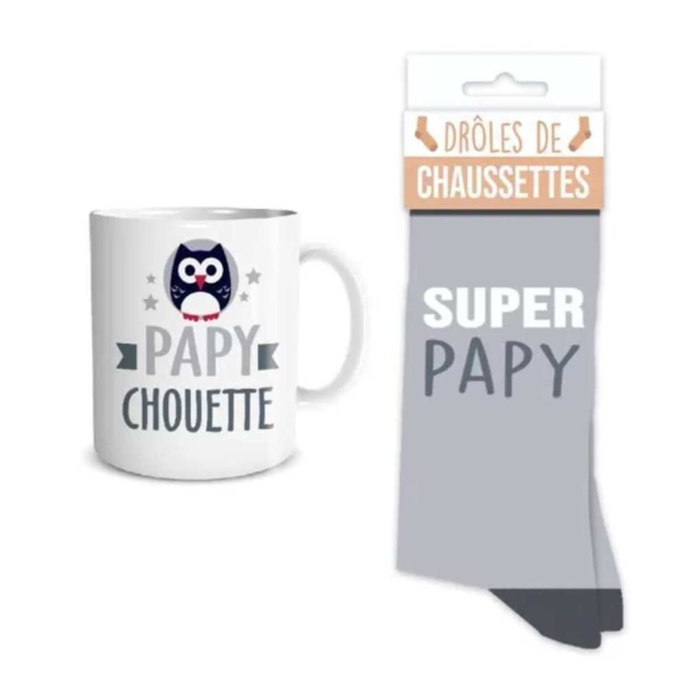 Pack Chaussettes Papi - Chaussette Personnalisée - Chaussette Super Papi
