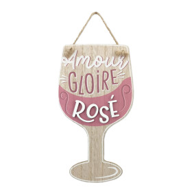 Plaque Verre de Vin en Bois - Rosé
