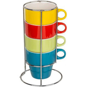 Déco et Cuisine | Set de mugs colorés sur présentoir