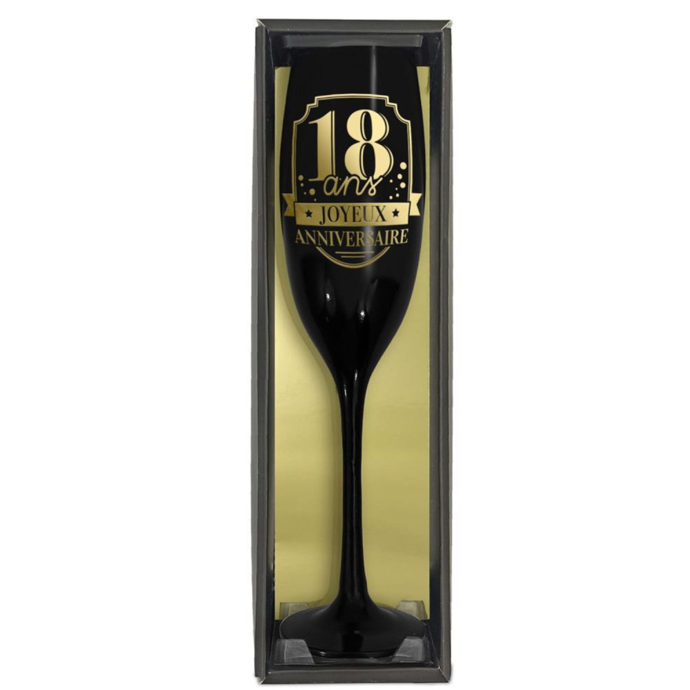 Flute a Champagne Anniversaire en Verre : Flute anniversaire 18 ans -  Hapy-Com