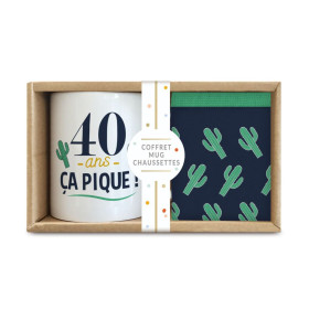 Coffret Cadeau Mug et Chaussettes - 40 Ans taille 39/45