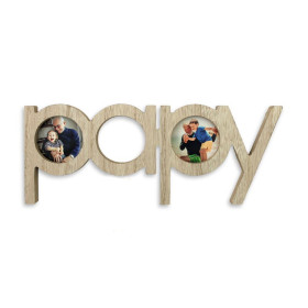 Cadre déco en bois Papy pour petite photo ronde