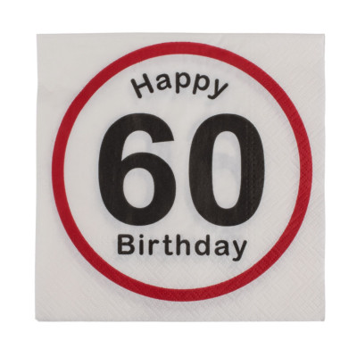 Déco Anniversaire 60 Ans | Lot de 20 serviettes Happy Birthday 60