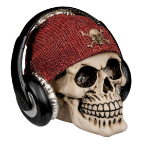 Tirelire skull avec bonnet et casque - modèle rouge