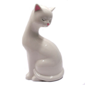 Chat Déco en céramique - modèle blanc
