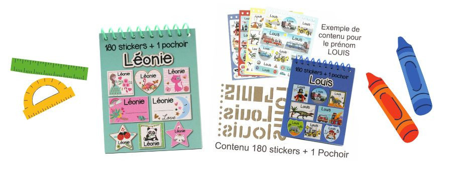 Carnets de stickers autocollants et pochoirs Prénom en vente en ligne